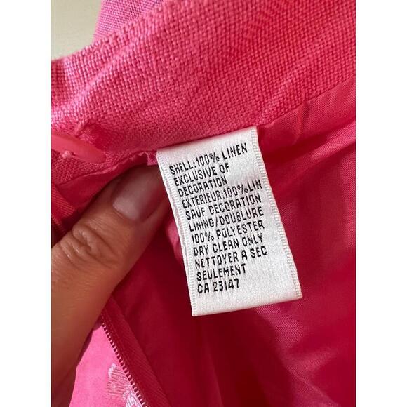 Talbots Pink Butterfly Embroidery Linen Skirt Womens Size Petite 14 - Picture 5 of 7